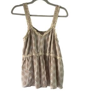 Hem & Thread NWT Women's Size Medium Peasant Cottage Lace‎ Floral Top